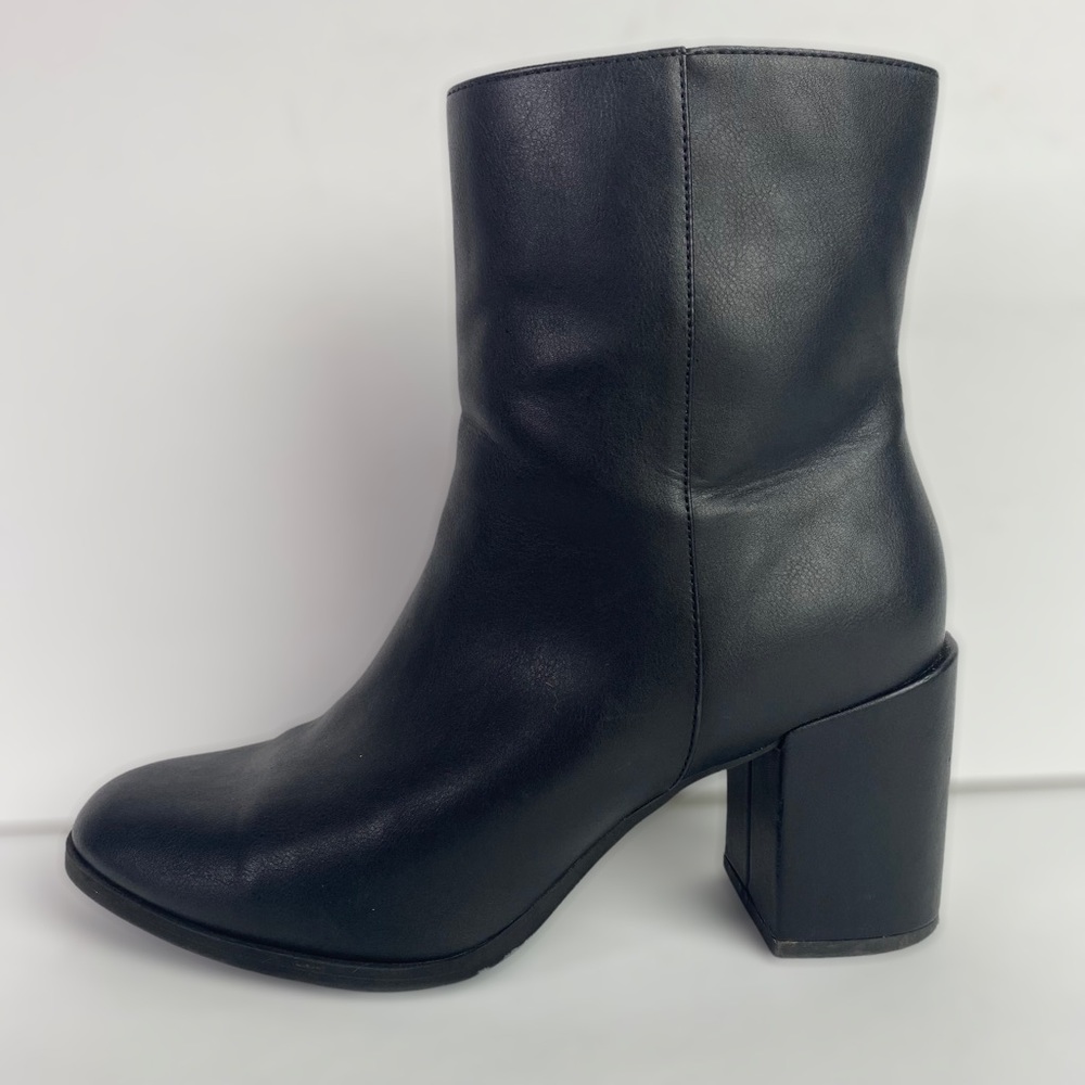 A New Day Faux Leather Block Heel Ankle Boots